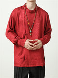 Chinese Knotted Button Jacquard Shirts for Men