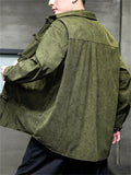 Bamboo Leaf Embroidery Tassel Button Men's Corduroy Jacket