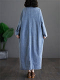 Women's Ethnic Style Side Split Mid-length Denim Dress