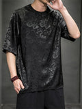 Men's Summer Casual Round Neck Dragon Jacquard T-shirts