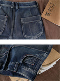 Spring High Waist Loose Straight-Leg Blue Jeans for Women