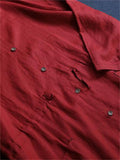 Women's Vintage Red Lapel Button Up Mid-Length Shirt Dress