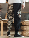 Men's Ancient Loong Sea Wave Embroidery Vintage Pants