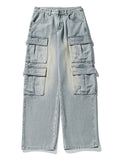 Men's Punk Style Multi-Pocket Straight-Leg Street Jeans