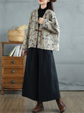 Women's Tasseled Knot Button Printed Relaxed Jackets