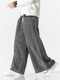 Loose Fit Drawstring Thick Corduroy Pants for Male