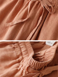 Women's High-rise Solid Color Cozy Relaxed Linen Pants