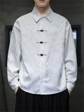 Men's Chinese Style Butterfly Buckle Jacquard Spring Shirt