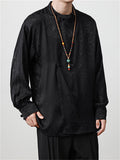 Chinese Knotted Button Jacquard Shirts for Men