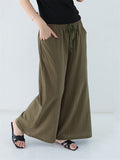 Women's Spring Summer Plain Cotton Linen Straight-Leg Pants