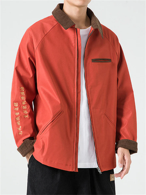 Male Trendy Zipper Windproof Embroidered Jackets