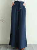 Women's Casual Oversized Cotton Linen Wide Leg Pants