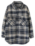 Female Autumn Winter Thickened Mid-length Lapel Plaid Jacket