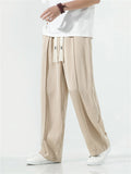 Men's Soft Ice Silk Drawstring Waist Loose Casual Pants