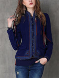 Women's Ethnic Style Knot Button Bound Seam Woollen Jacket