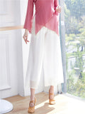 Flowy Mesh Side Split Wide Leg Pants for Women