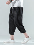 Men's Simple Ice Silk Cool Summer Cropped Pants