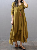 Casual Long Sleeve Maxi Linen Dress for Women