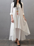 Casual Long Sleeve Maxi Linen Dress for Women