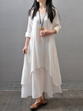 Casual Long Sleeve Maxi Linen Dress for Women