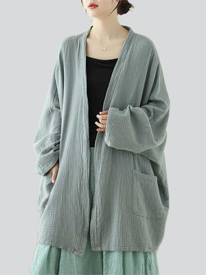 Women's Zen Style Mid Length Open Front Linen Jackets