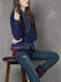 Women's Ethnic Style Knot Button Bound Seam Woollen Jacket