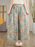 Women's Bohemian Print Waist Strap Super Loose Wide Leg Pants