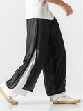 Men's Chinese Style Flowy Double Layer Mesh Cotton Pants