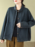 Women's Large Pocket Relaxed Lapel Denim Jackets