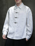 Men's Chinese Style Butterfly Buckle Jacquard Spring Shirt