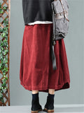 Retro Simple High-waist Solid Slimming Female Corduroy Skirts