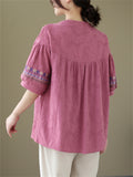 Ladies Sweet Casual Round Collar Puff Sleeve Shirts