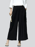 Women's Casual High Waist Side Lace Up Wide Leg Pants