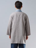 Zen Plain Cotton Linen One Button Autumn Shirt for Men