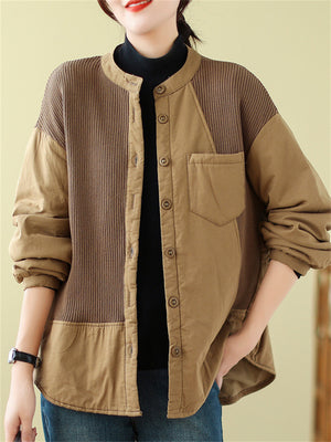 Splicing Literary Retro New Jackets for Ladies