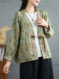 Women's Tasseled Knot Button Printed Relaxed Jackets