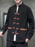 Buttoned Long-sleeved Tang Suit Shirts for Men