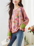 Ladies Floral Butterfly Printed Round Neck Shirts