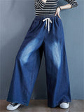 Leisure Large Size High-Rise Wide Leg Jeans for Women