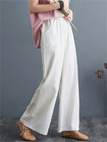 Summer Linen Blend High Rise Straight-Leg Pants for Women