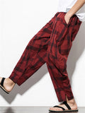 Men's Vintage Casual Wide Leg Plaid Pants