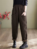 Women's Elastic Waist Comfy Warm Cotton Pants for Winter