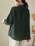 Ladies Embroidered Collar Loose Fit Casual Shirt