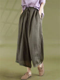 Ladies Double Lining Cotton Linen Lightweight Pants