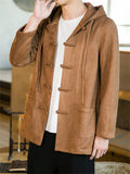 Casual Men's Button-up Faux Suede Hooded Jackets