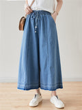 Summer Holiday High-Rise Drawstring Denim Pants for Women