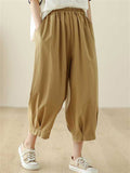 Women's Elastic Waist Solid Color Relaxed Pants