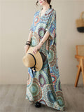 Female V-Neck Multicolor Circle Printed Beach Vacation Dress