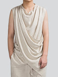 Men's Buddhism Plain Linen Summer Sleeveless Shirt