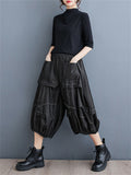 Irregular Pleated Casual Cropped Lantern Jeans for Women